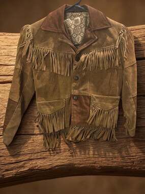 Kids Vintage 1970s Schott Rancher Two-Tone Suede Patchwork Fringe Western Jacket